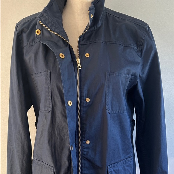 Laura Scott Cotton Utility Jacket in Navy Blue - Picture 8 of 11